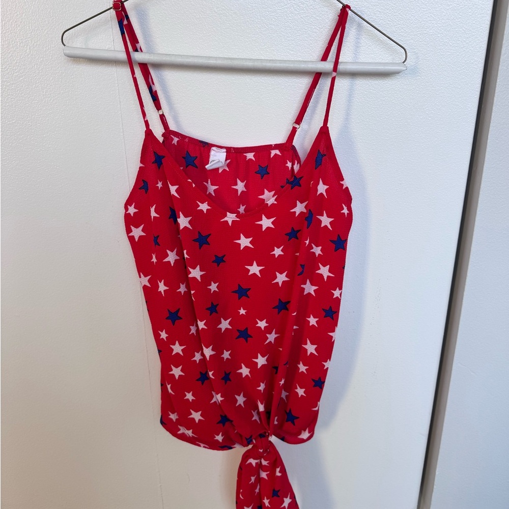 Red Star-Patterned Women's Top